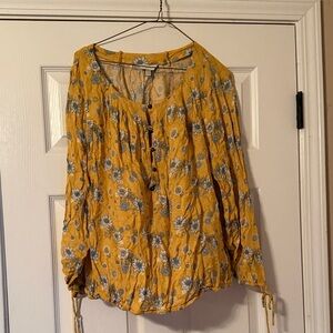 Lucky Brand Floral Yellow Blouse size XL